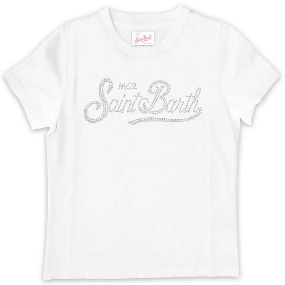 MC2 Saint Barth Elly T-shirt bimba strass bianco