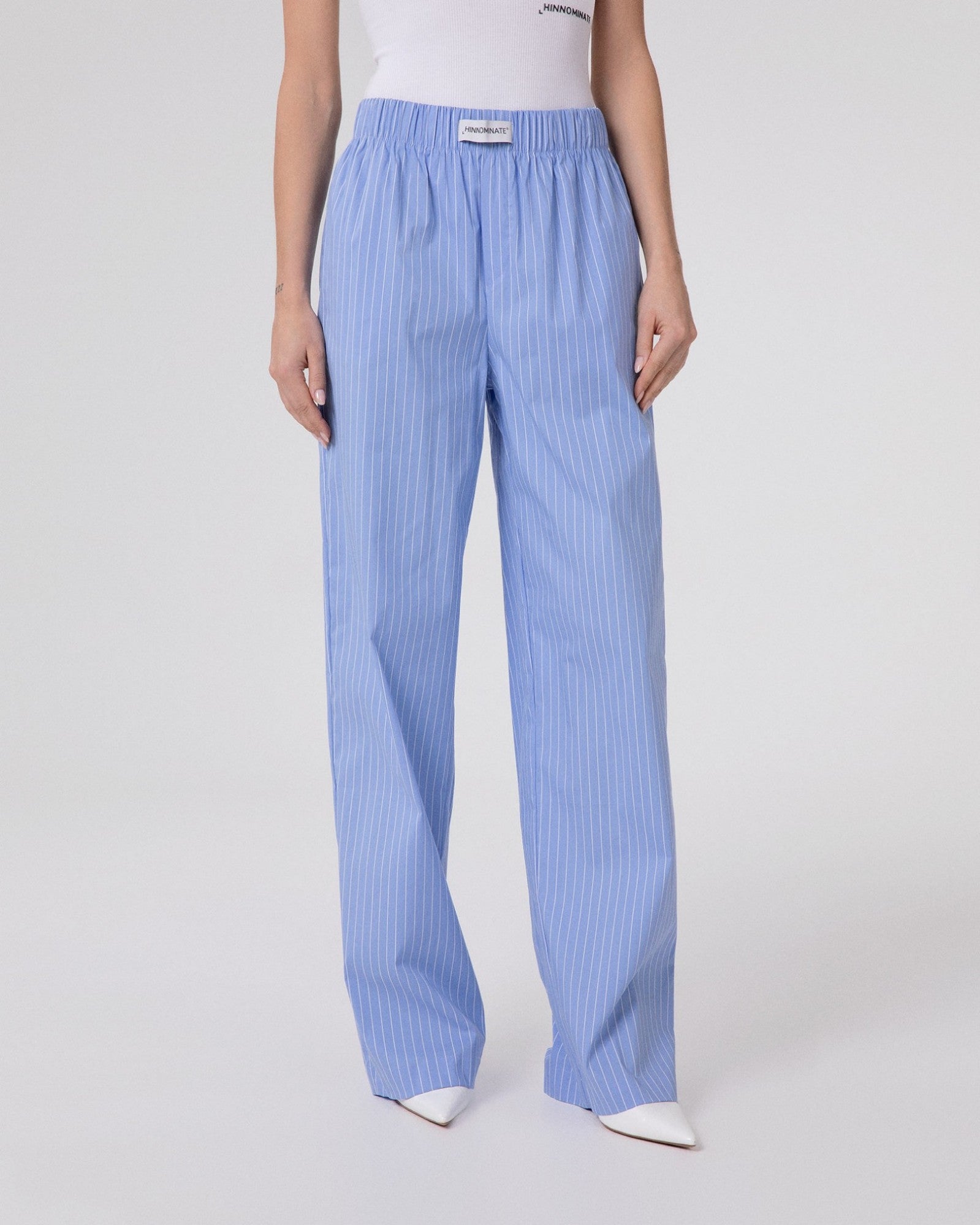 Hinnominate HMABW02617 Pantalone Donna Righe Azzurro cotone