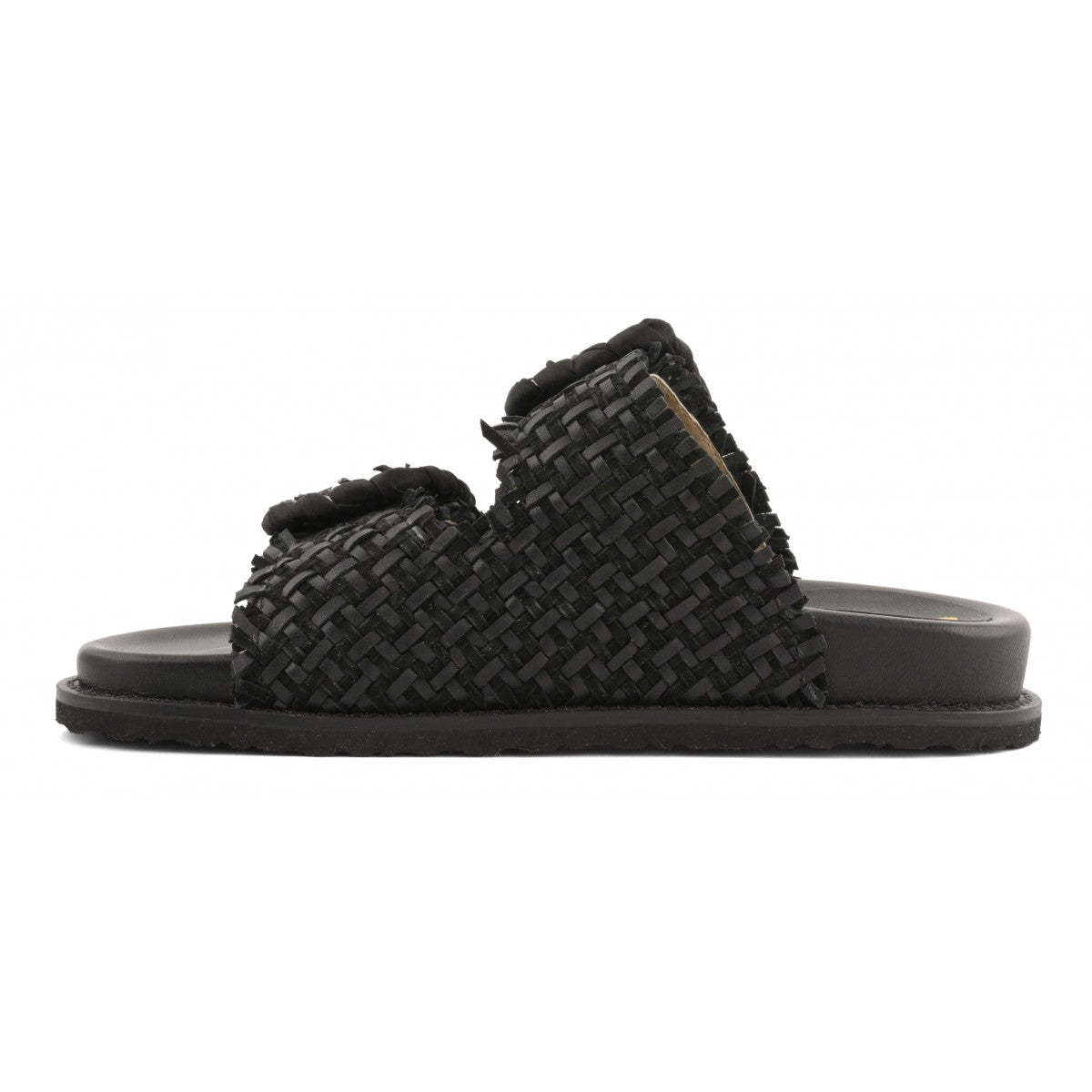 Coral Blue CB.K226 01 sandalo black pelle intrecciata fibbie