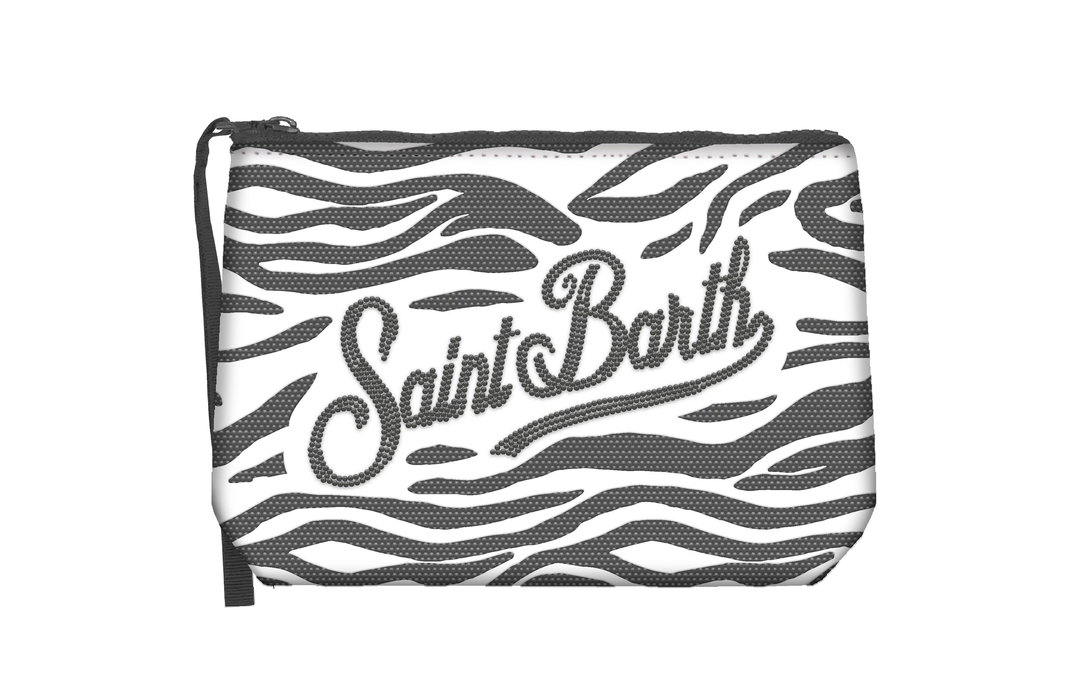 MC2 Saint Barth Aline Strass pochette zebra bianco nero