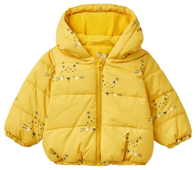 Benetton Giubbotto All Over con Cappuccio in Pile