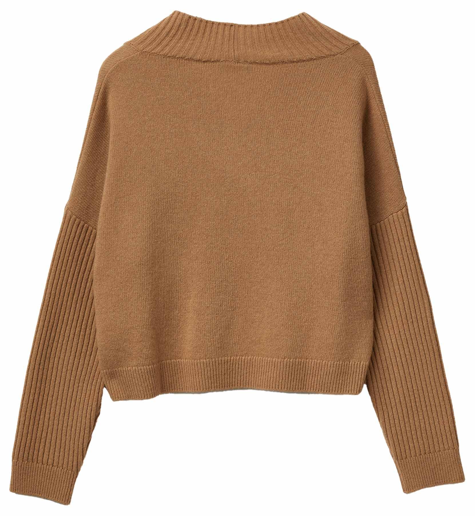 Benetton 1444d403h Maglia Scollo V Donna Beige XXS