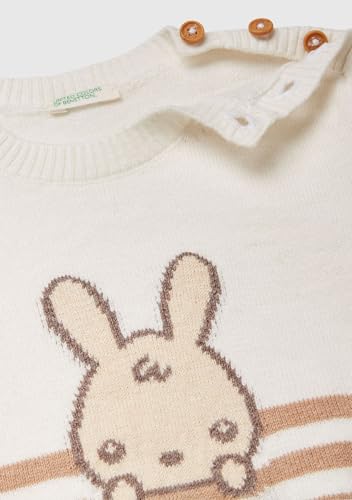 Benetton Maglieria maglione bimbo 68 bianco cotone righe