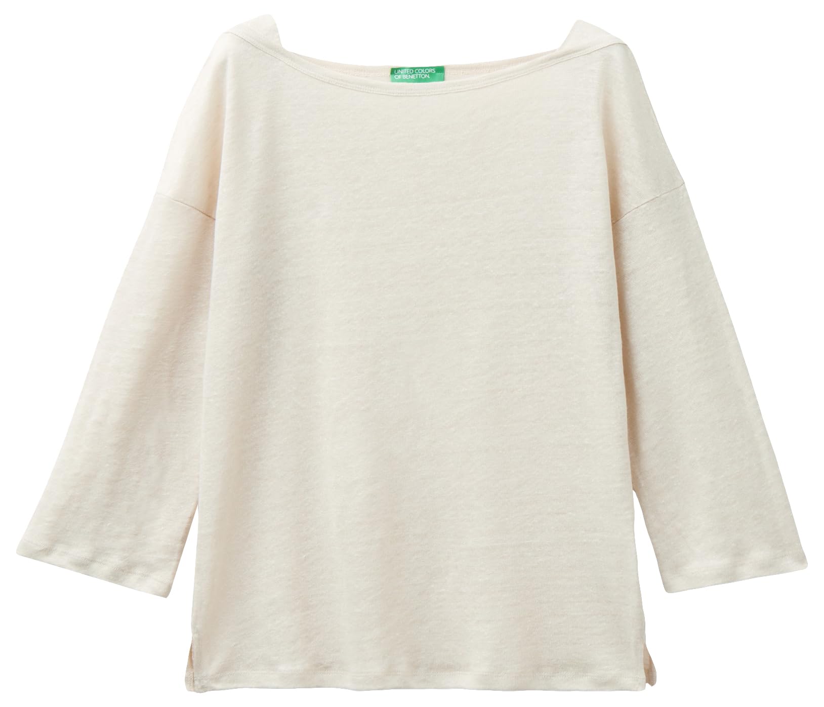 Benetton 3kgqe16b0 T-Shirt Donna Bianco Ottico 101 Lino