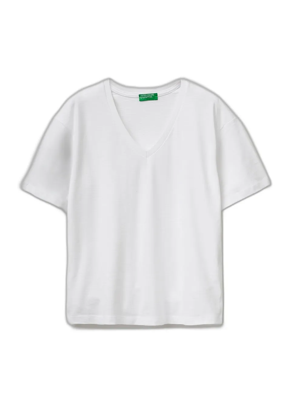 Benetton 3BVXD4020 T-Shirt Scollo V Bianca Comfort
