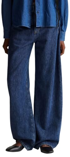 Benetton 43UNDE02B jeans donna blu wide fit cotone
