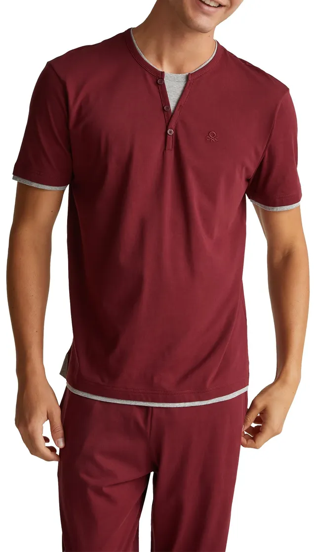 Benetton 30964M022 maglia pigiama uomo jersey serafino taglia M