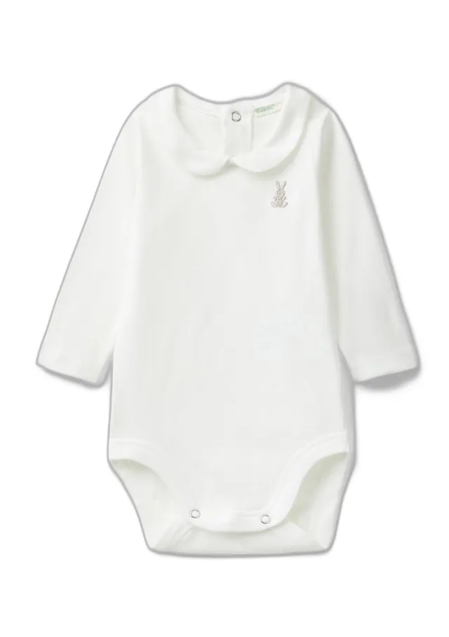 Benetton Maglieria Body Bimbo Bianco 50 Cotone Manica Lunga