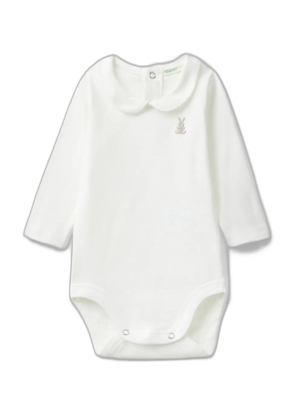 Benetton Maglieria Body Bimbo Bianco 50 Cotone Manica Lunga
