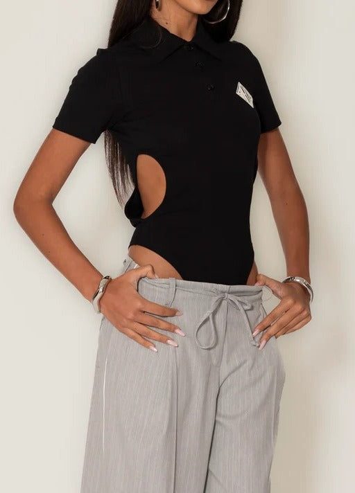 Gaelle Paris GAABW09318 Body Donna Nero Cotone Polo