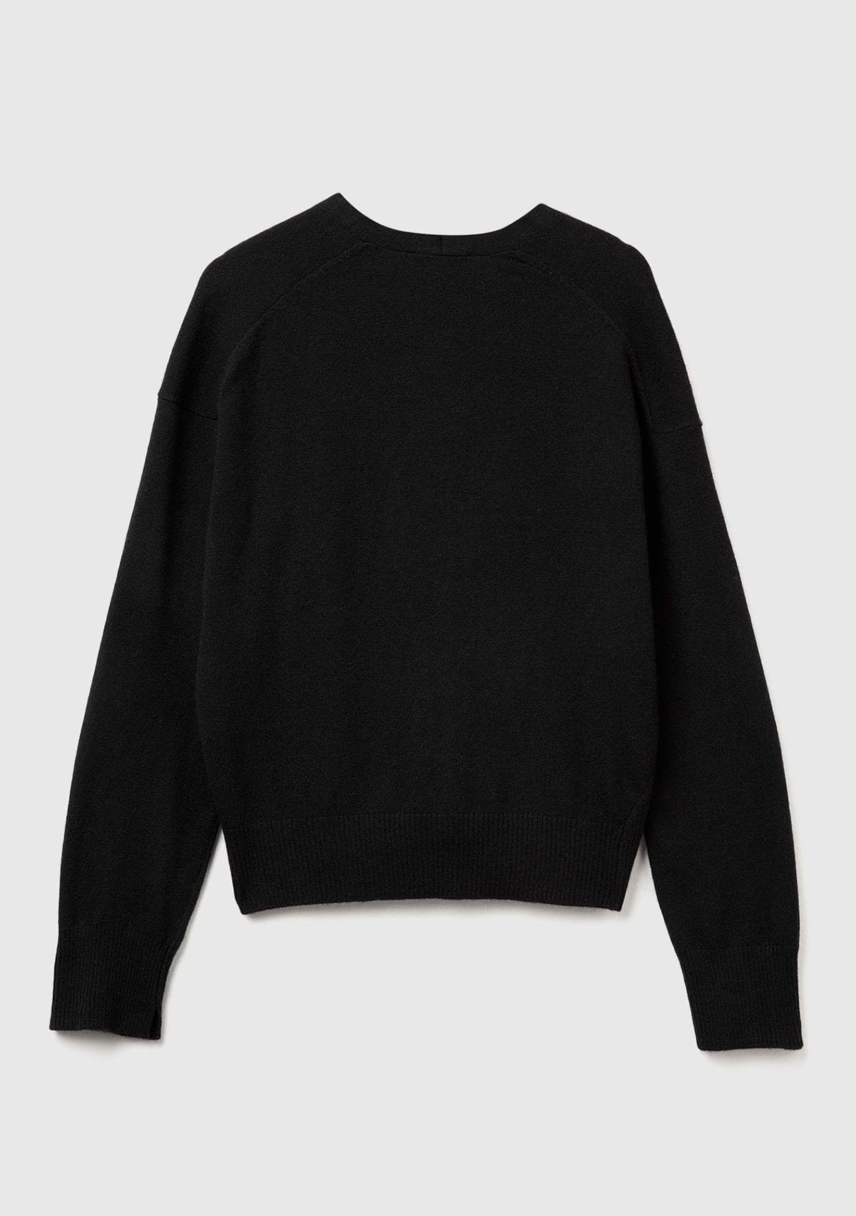 Benetton Maglieria Cardigan Donna Scollo V Nero Morbido