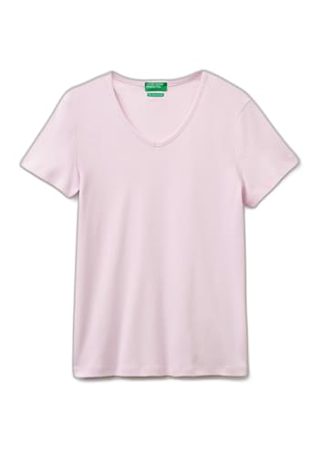 Benetton T-Shirt Donna Costina Rosa Scollo V