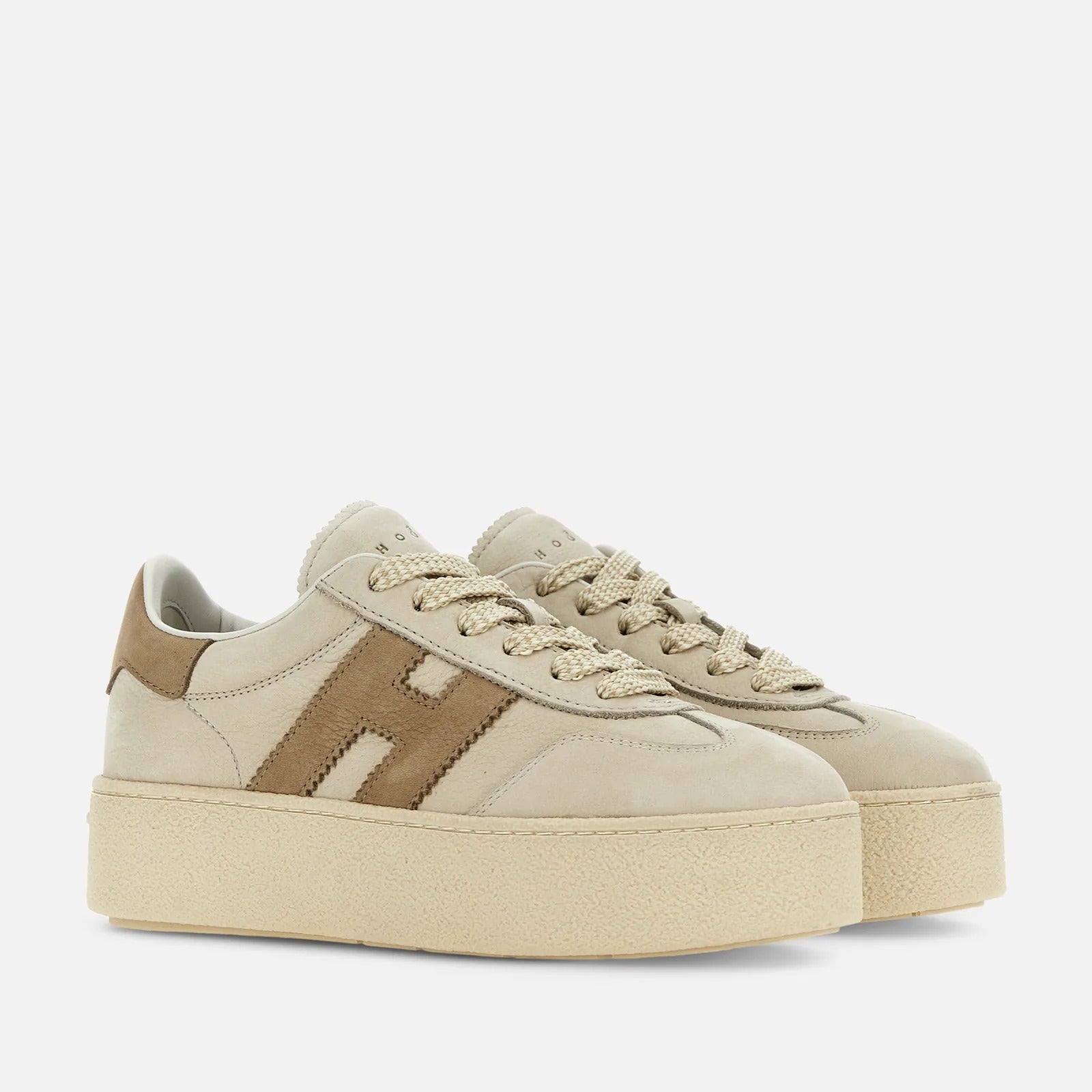 Hogan Cool H698 sneaker donna beige nabuk platform