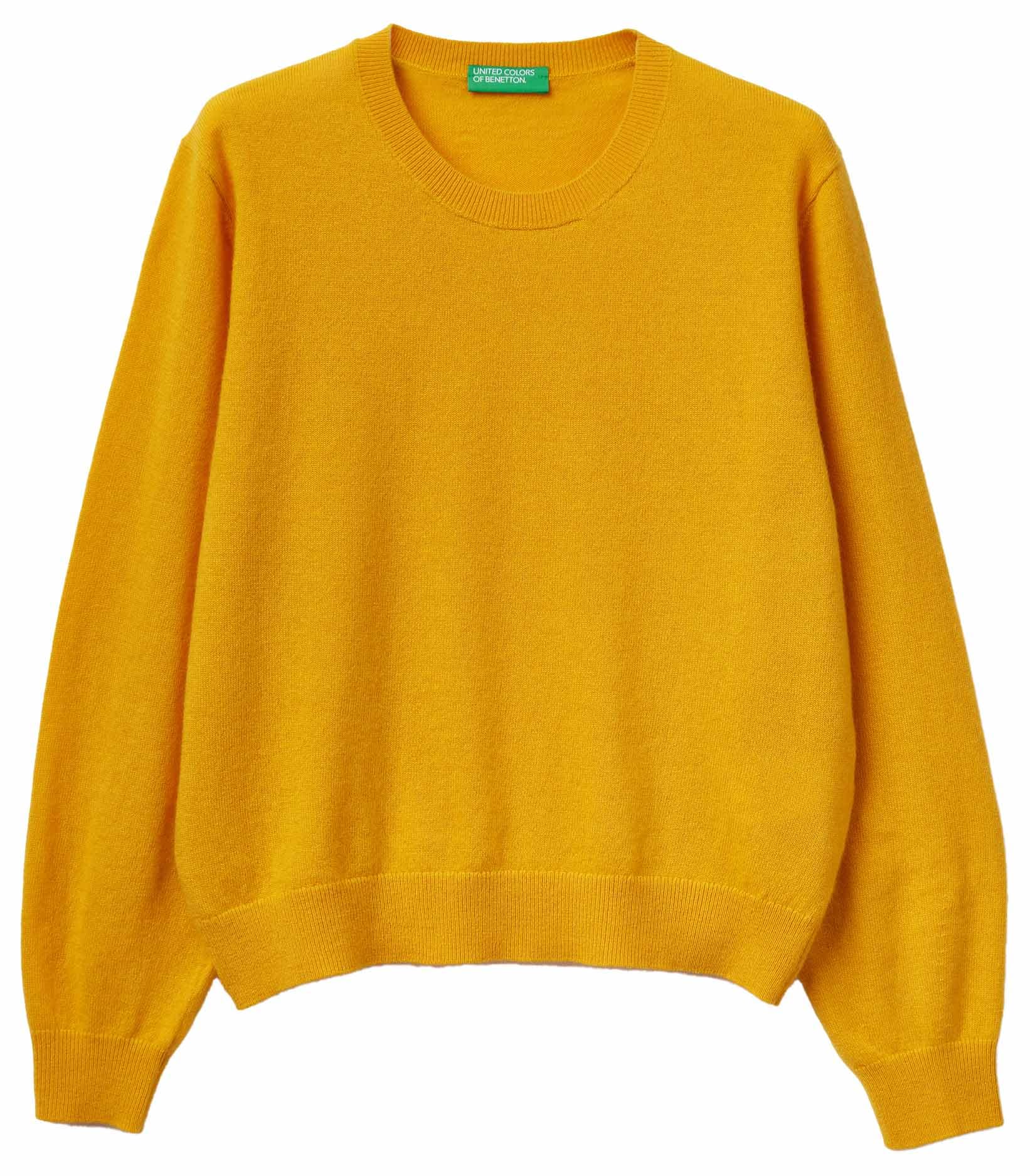 Benetton Maglione Donna Giallo Lana Taglia M