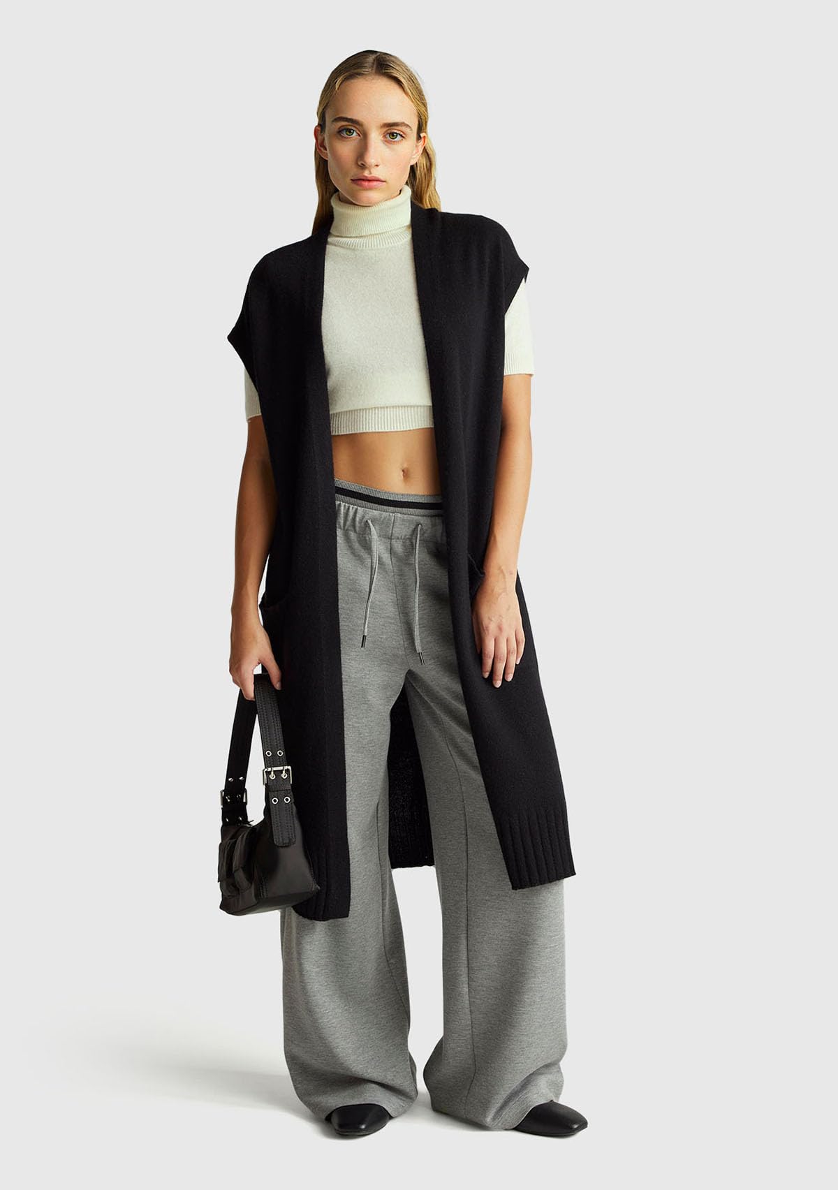 Benetton Pantaloni Donna Wide Leg Modal Grigio S