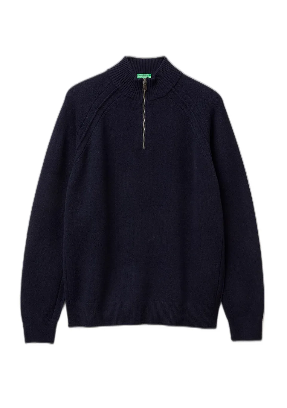 Benetton Maglieria 1006u202b Maglione Blu raglan con zip