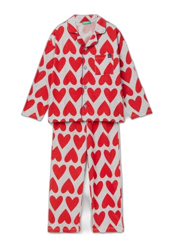 Benetton 3MR70P072 Set Pigiama Bimbo 90 Cuori Jersey