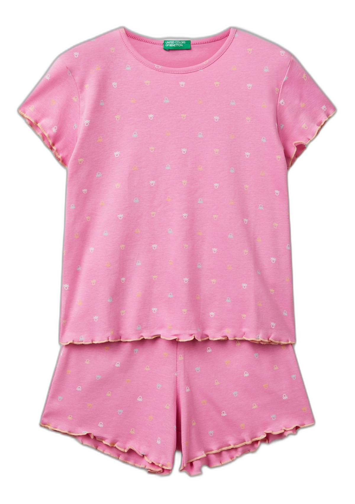 Benetton 33on0p08a pigiama bambina 90 t-shirt+short fantasia