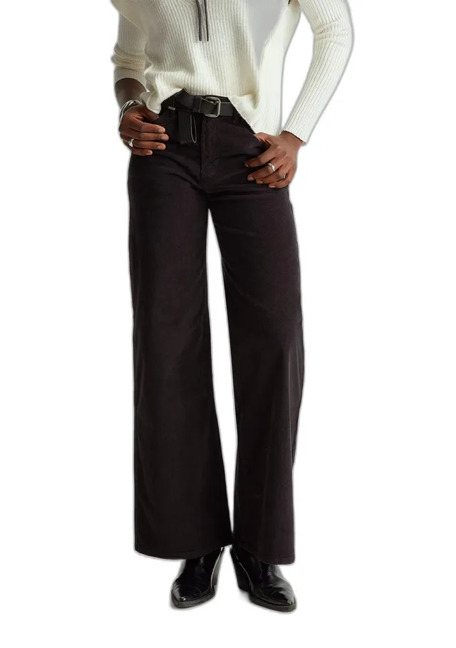 Benetton 41ULDE029 Pantalone Donna Velluto Nero 30