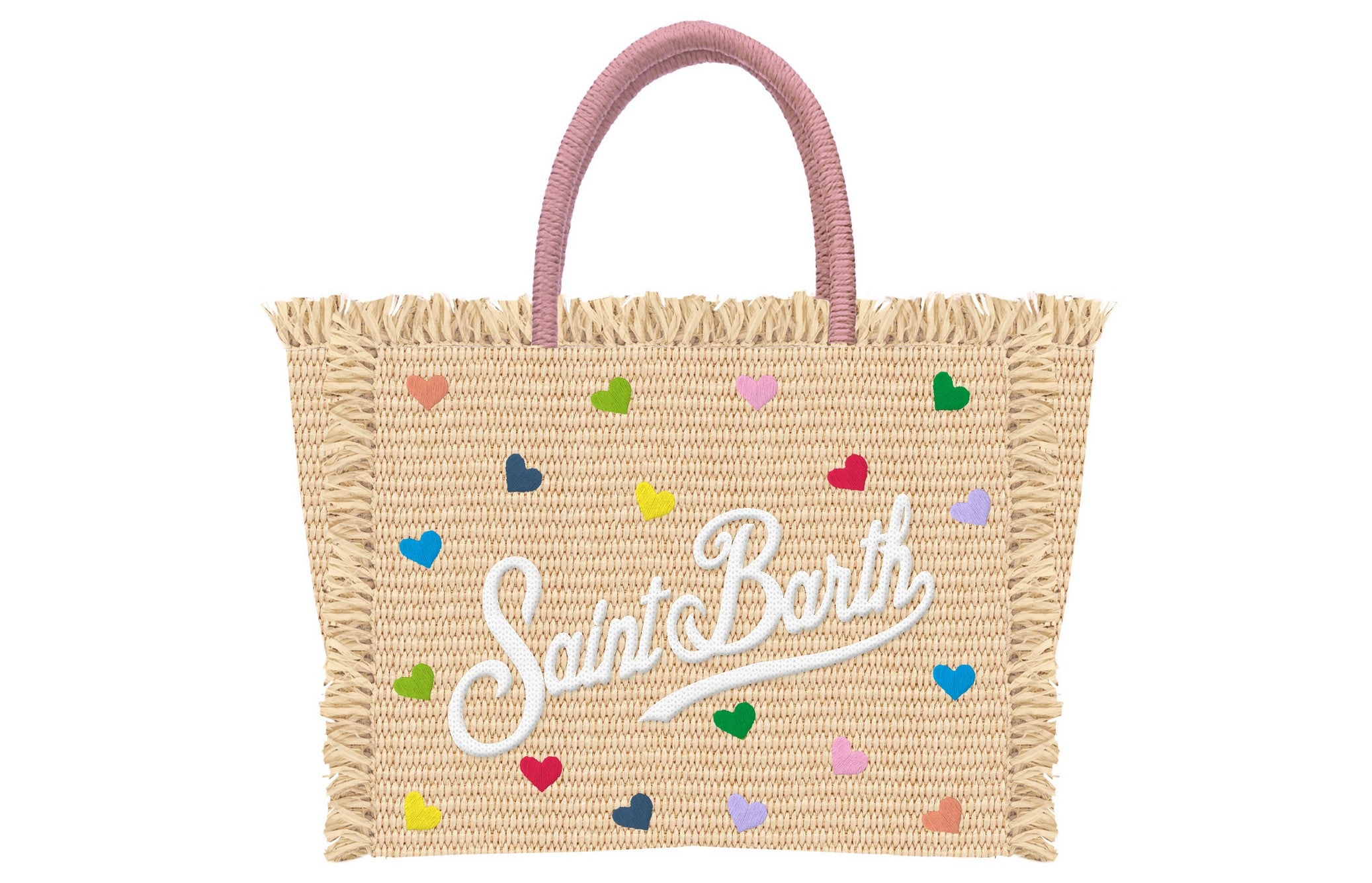 MC2 Saint Barth Vanity Mini Straw borsa paglia beige cuori
