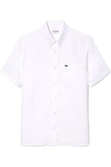 Lacoste CH5699 Camicia Lino Bianca Maniche Corte