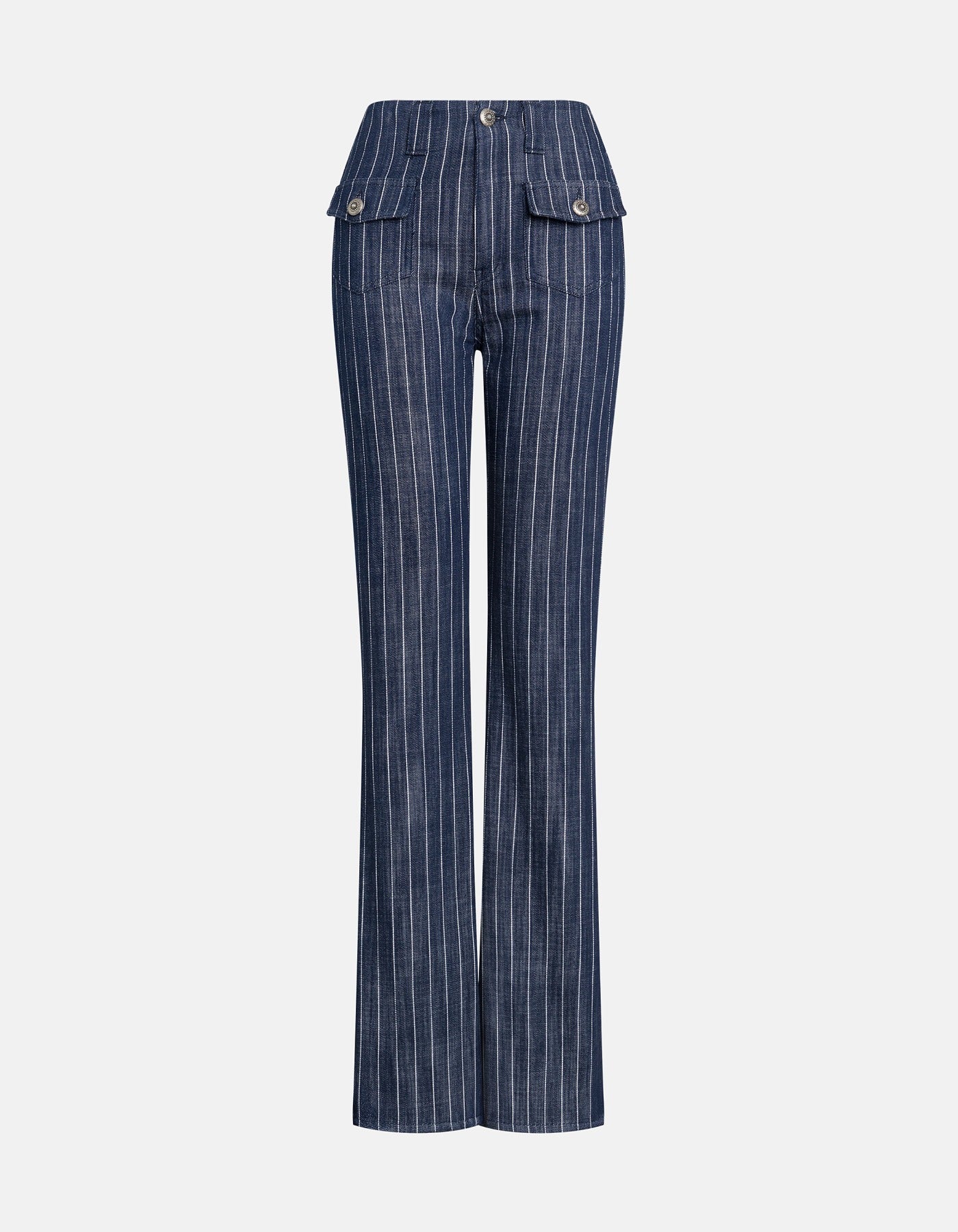 Dondup DP958 EF0177D800 pantalone flare blu gessato donna
