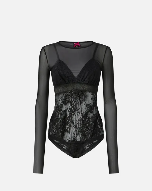 Pinko Fagiolino 106272 Body Donna Nero Pizzo