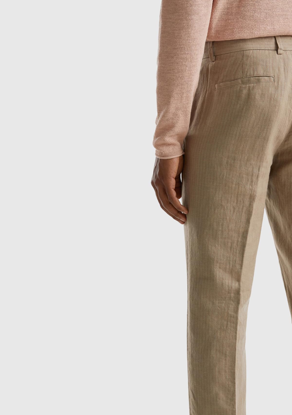 Benetton 4utauf03x Chino Uomo Verde Oliva Misto Lino