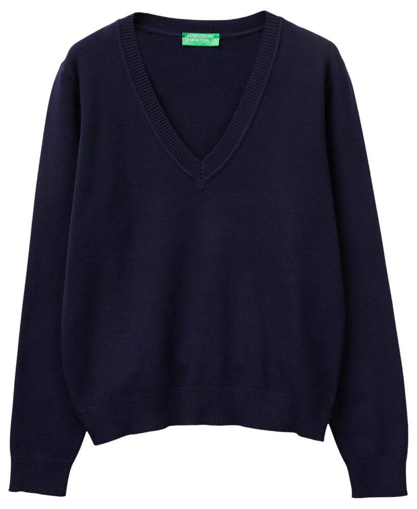 Benetton Maglieria Maglione Scollo a V Donna Tinta Unita