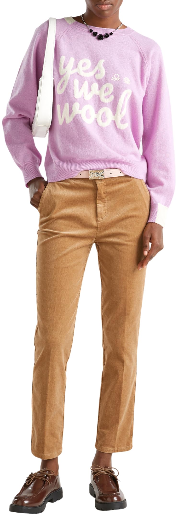 Benetton 4MIQDF07W pantalone donna blu gamba dritta