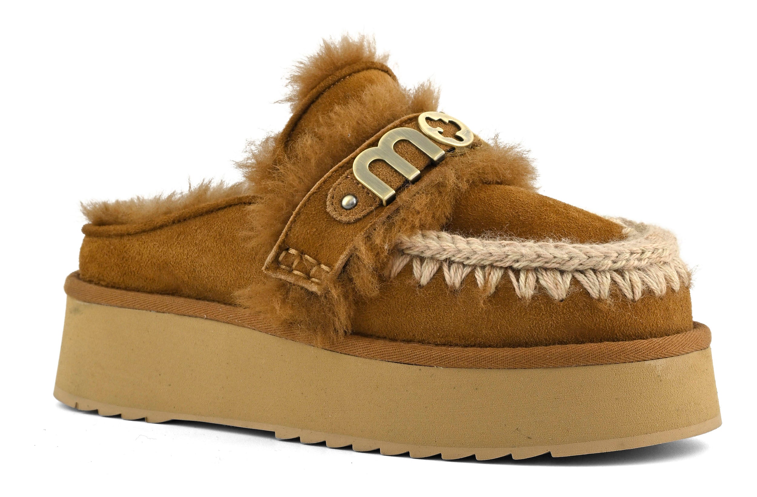 Mou Platform Clog FW681006A ciabatta cognac montone