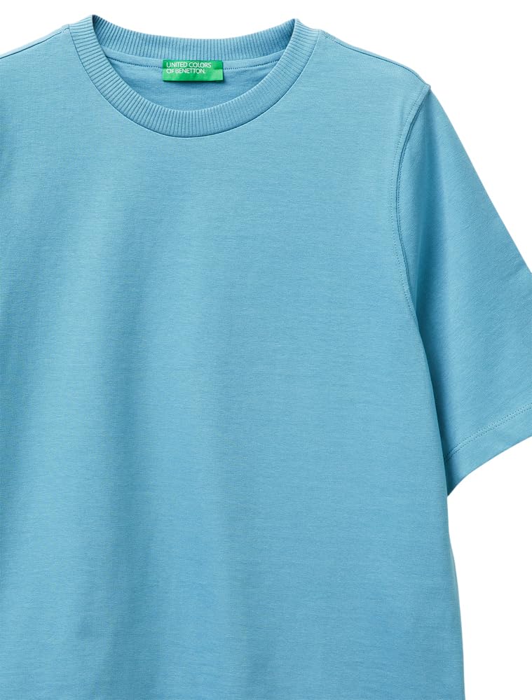 Benetton 3bl0e17g5 T-Shirt Donna Blu XS Cotone