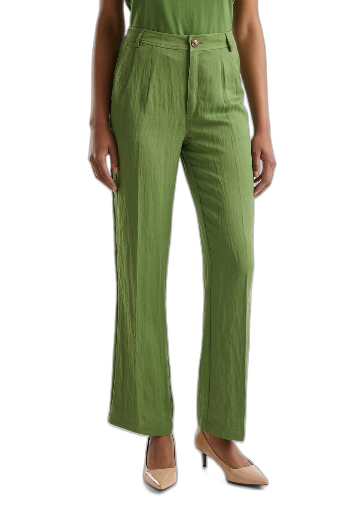 Benetton 47ozdf06f pantaloni donna beige 36 vita alta