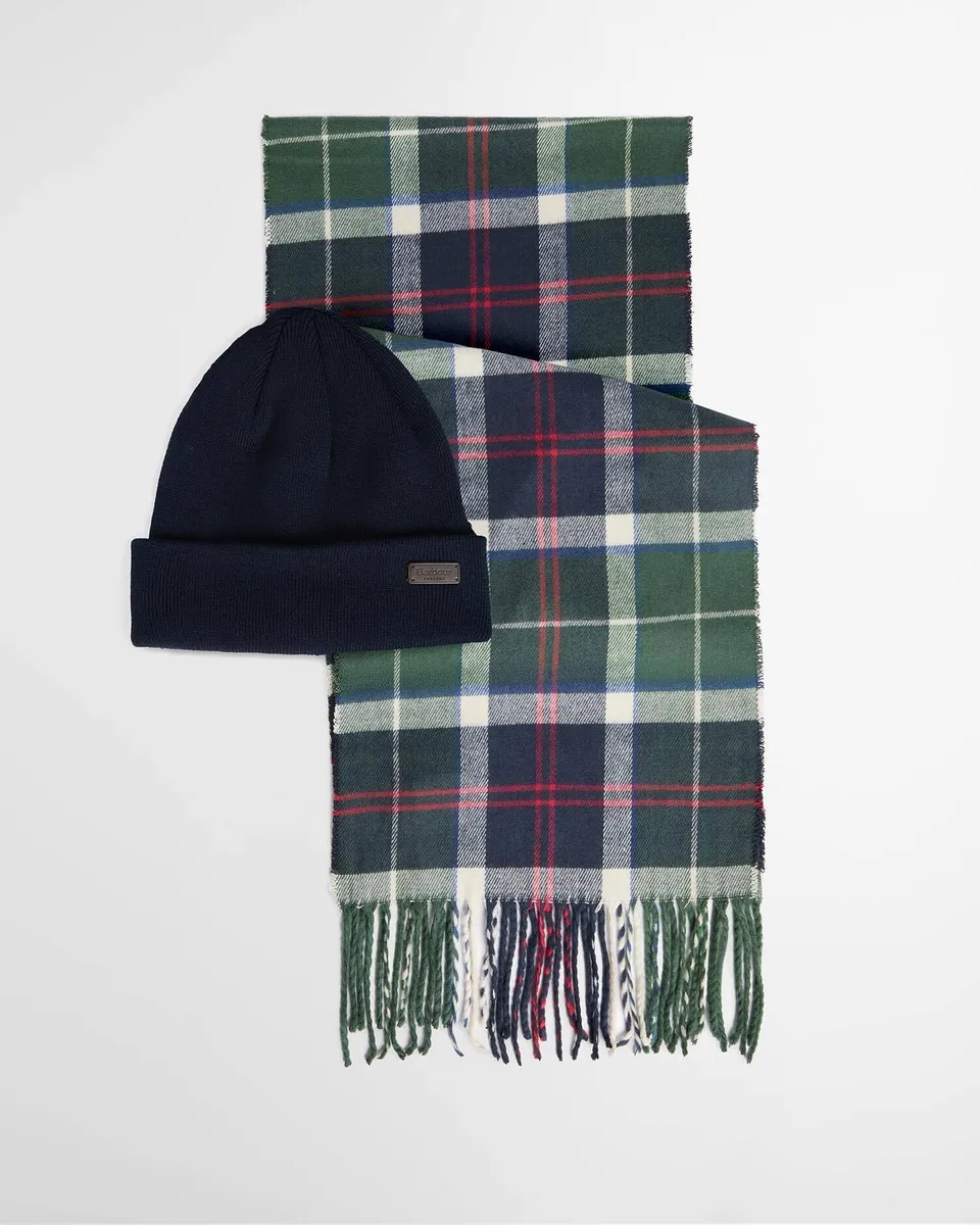 Barbour MGS0079 set uomo berretto+sciarpa evergreen