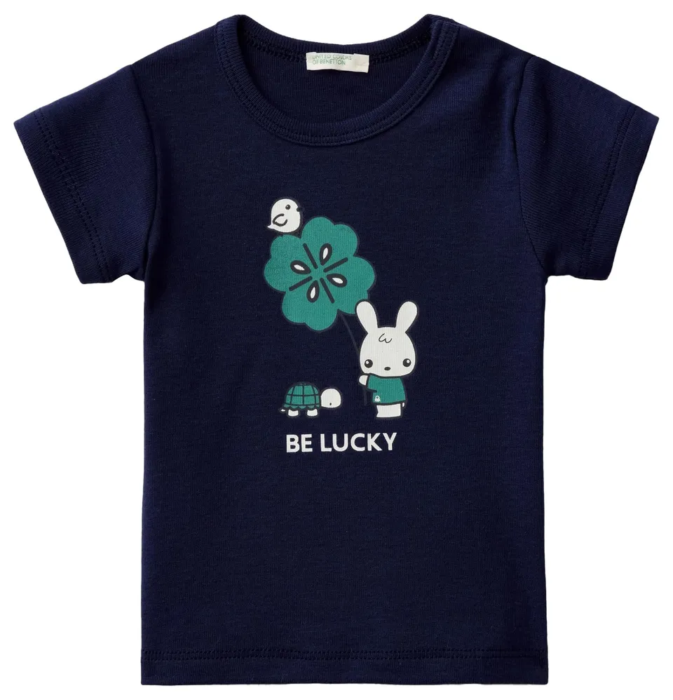 Benetton 3I9WA1045 T-shirt Bimbo Taglia 74 Cotone
