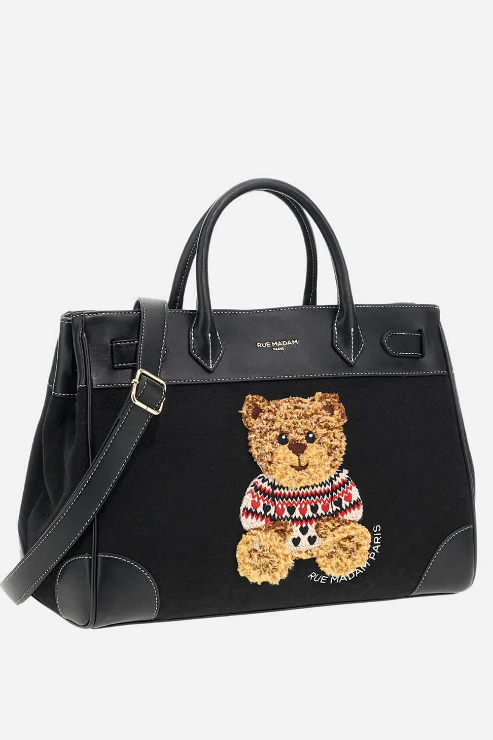 Rue Madam Marvin Love Tote Bag Donna Nero Orsetto