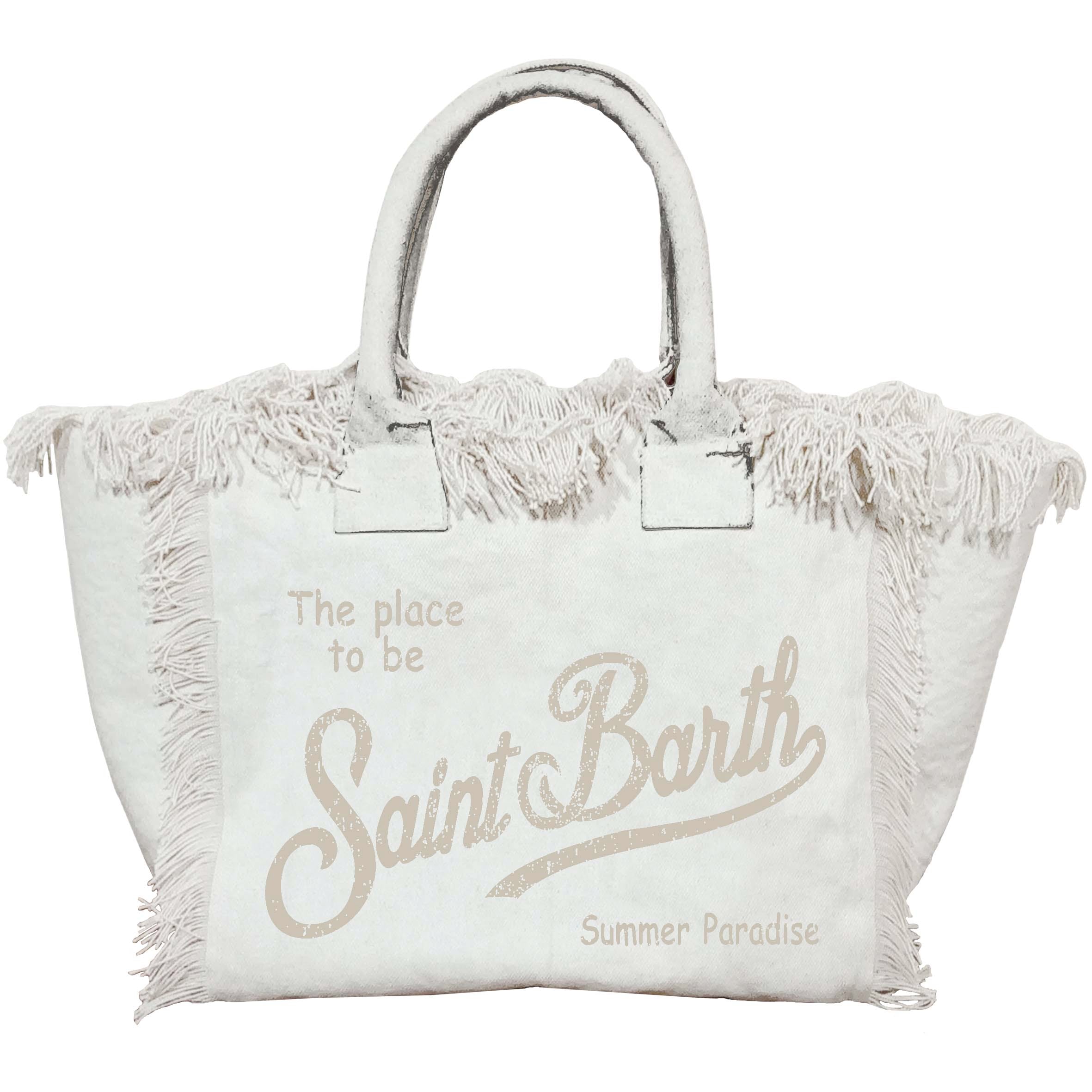 MC2 Saint Barth Vanity borsa bianco beige canvas cotone