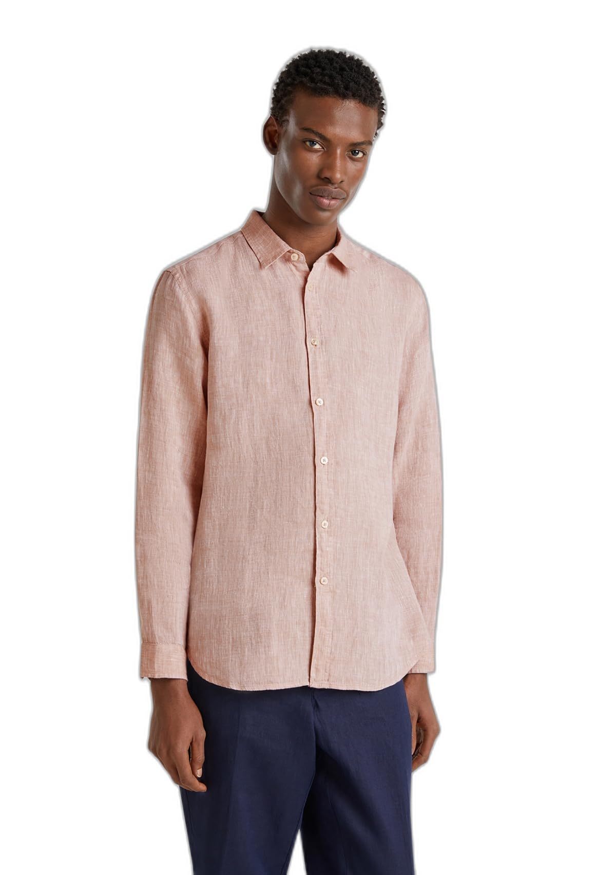 Benetton 5bku5qjg8 camicia uomo lino manica lunga XS