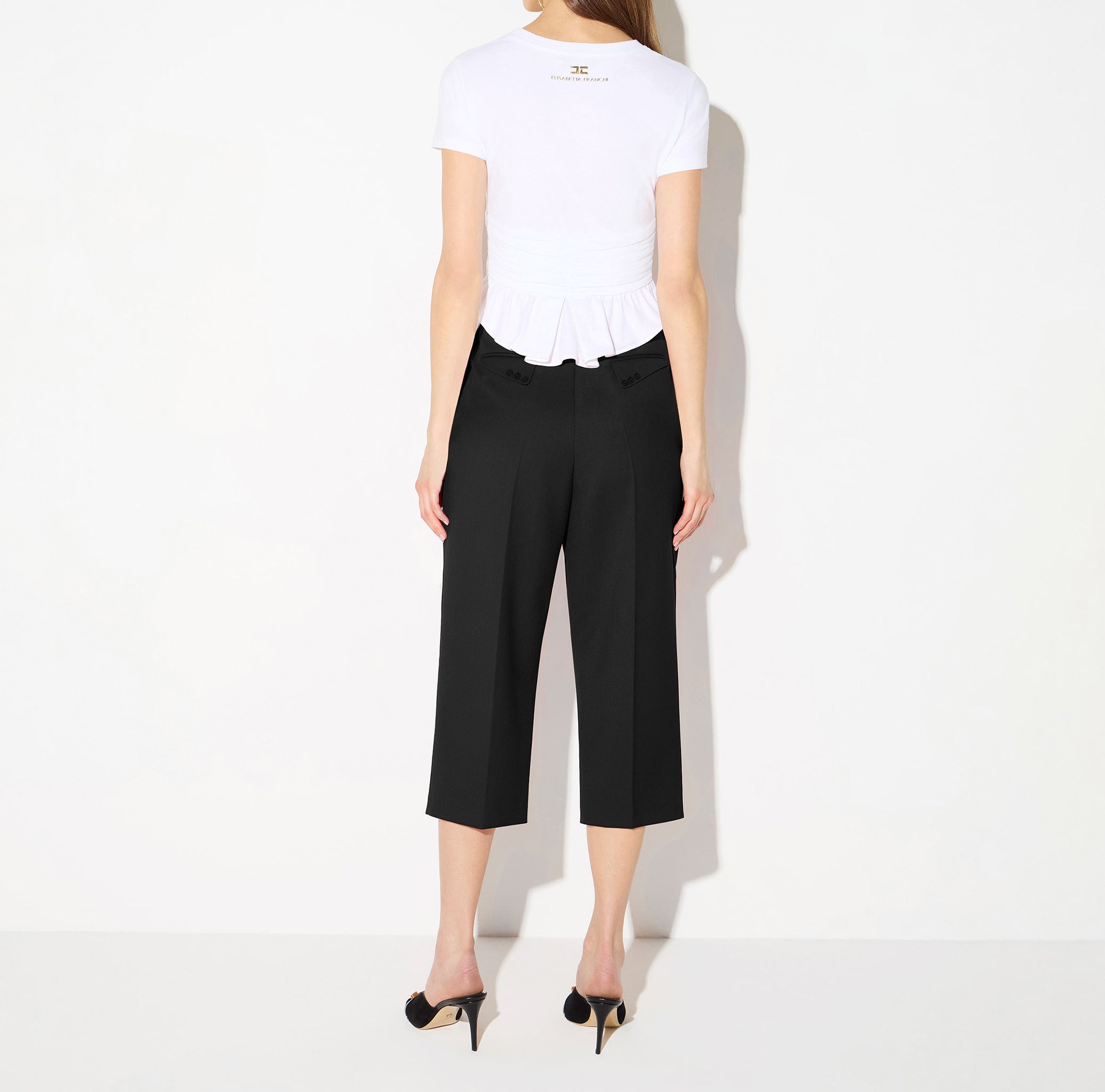 Elisabetta Franchi MA00366E2 Maglia jersey gesso drappeggio