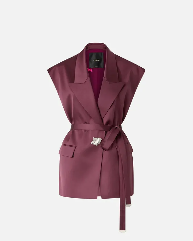 Pinko 106585 A1Y5 Giacca Donna Bordeaux Satin Smanicata