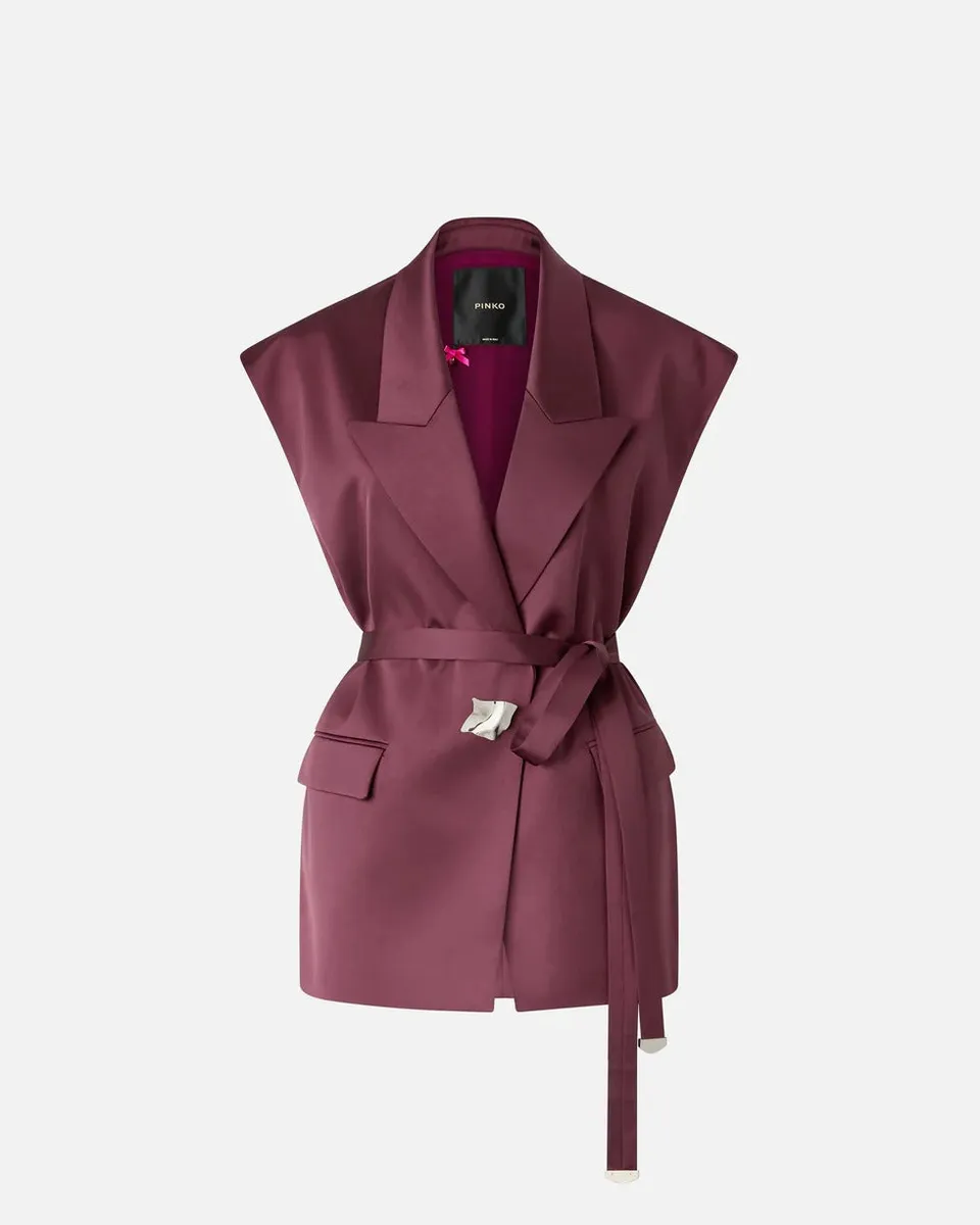 Pinko 106585 A1Y5 Giacca Donna Bordeaux Satin Smanicata