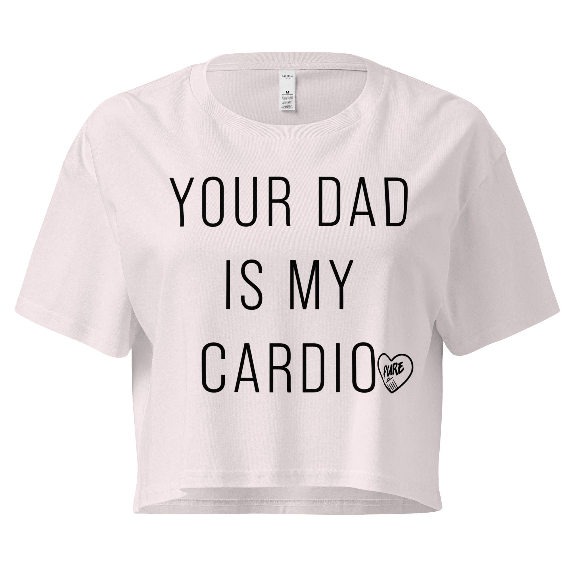 Pure Trash Your Dad is My Cardio top crop nero cotone
