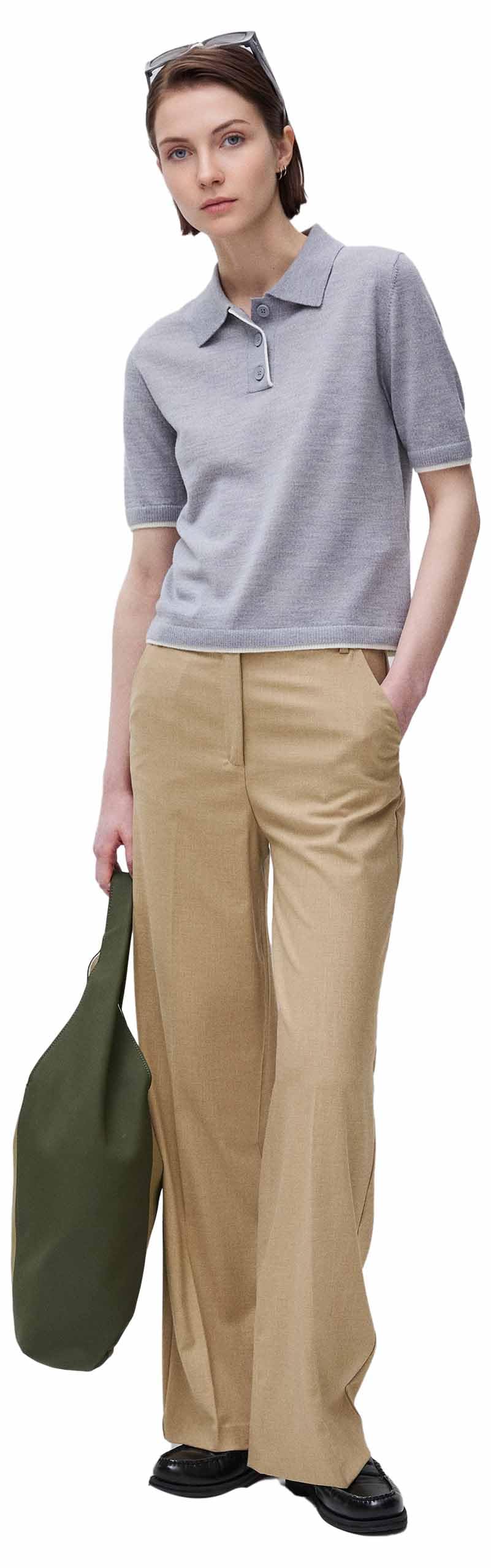 Benetton 11ahd301j Maglia Polo Grigia Lana Extrafine