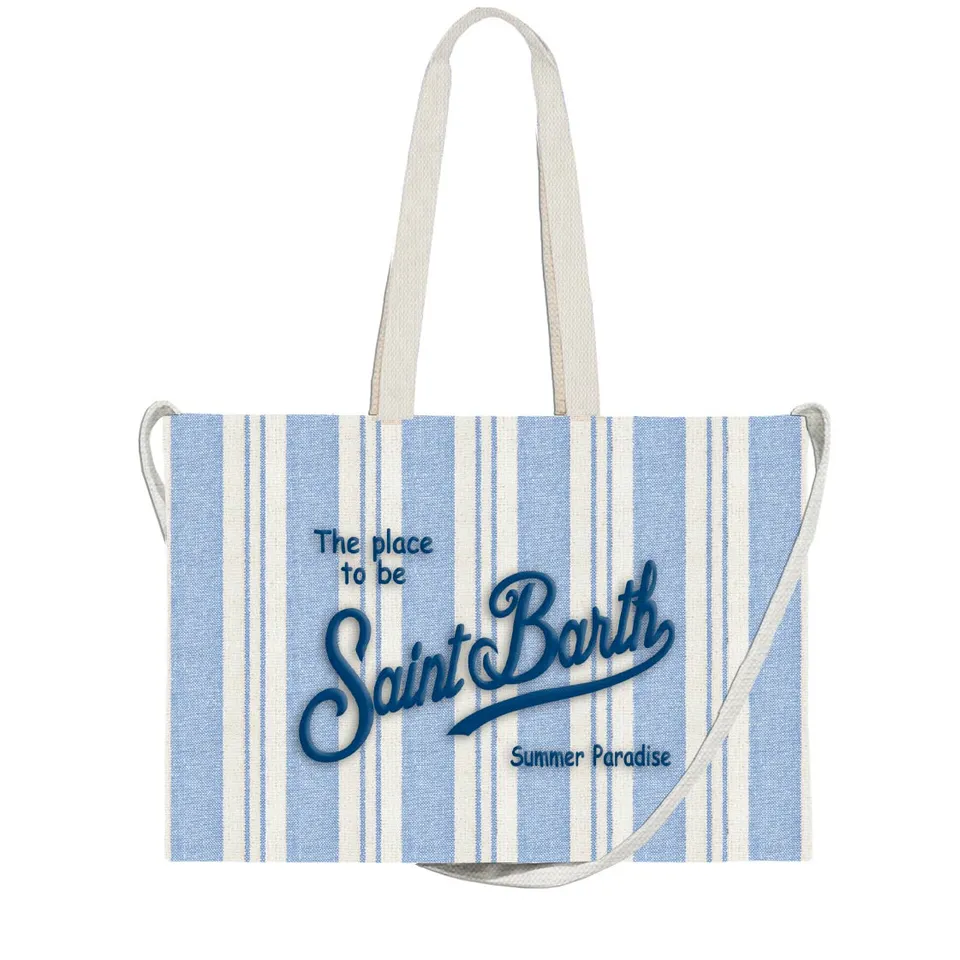 MC2 Saint Barth Essential Bag Cotone Borsa Big Stripes Azzurro