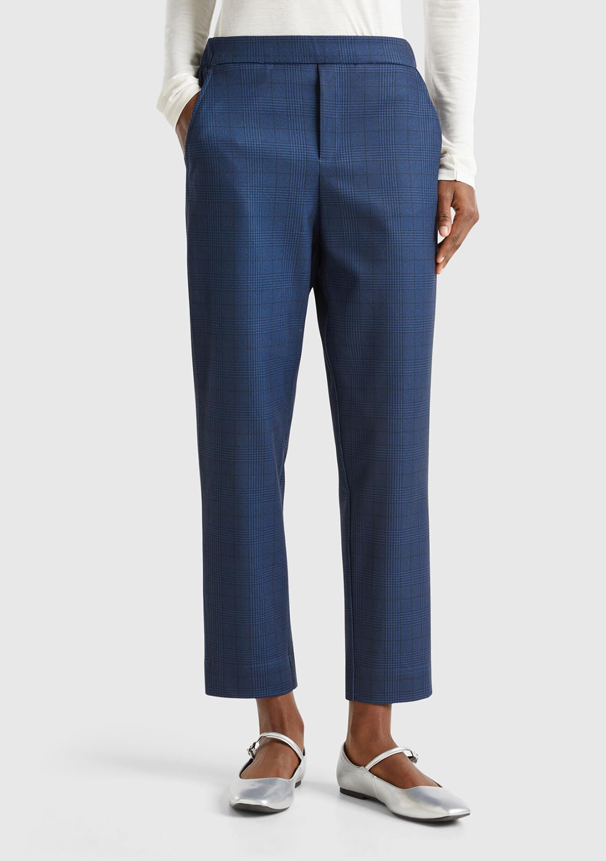 Benetton Pantaloni Donna Interlock Taglia L Elastico in Vita
