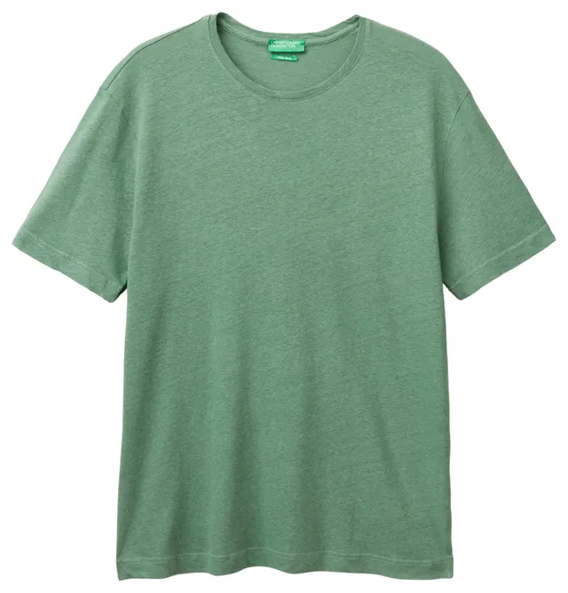 Benetton 39ivu104i T-Shirt Uomo Misto Lino Regular
