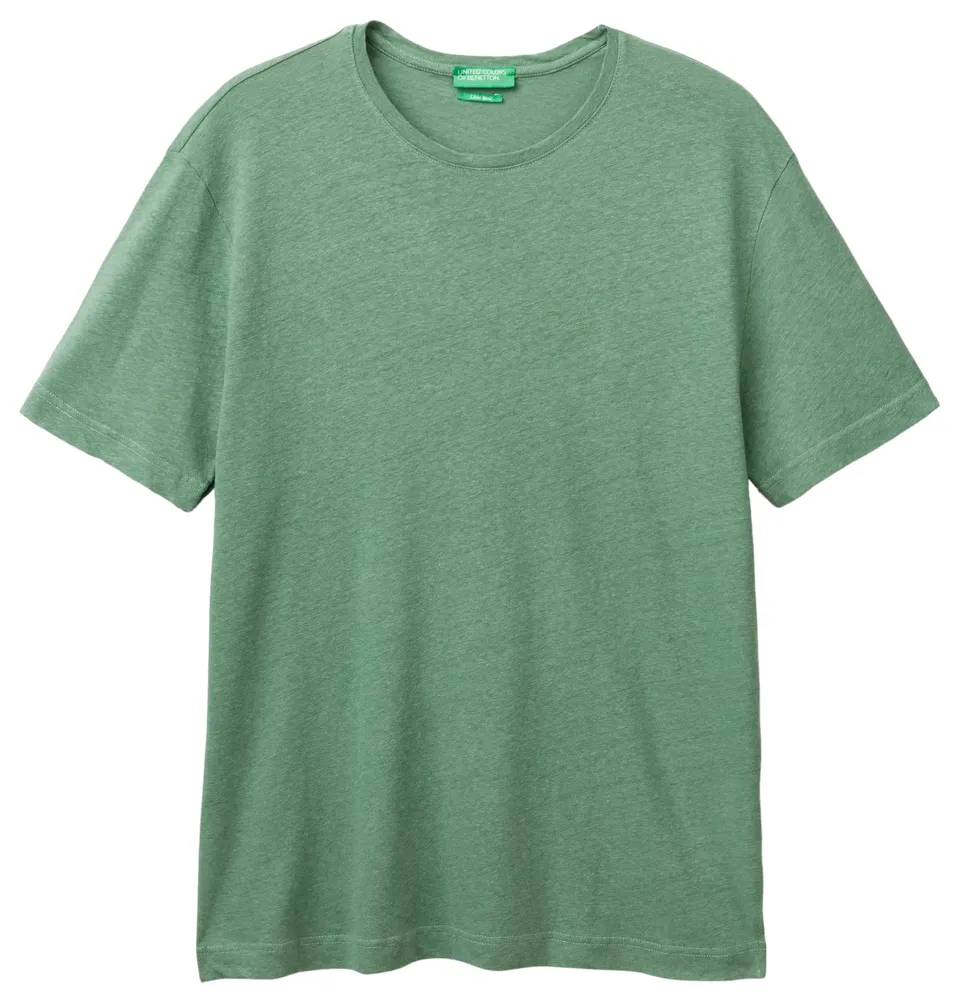 Benetton 39ivu104i T-Shirt Uomo Misto Lino Regular