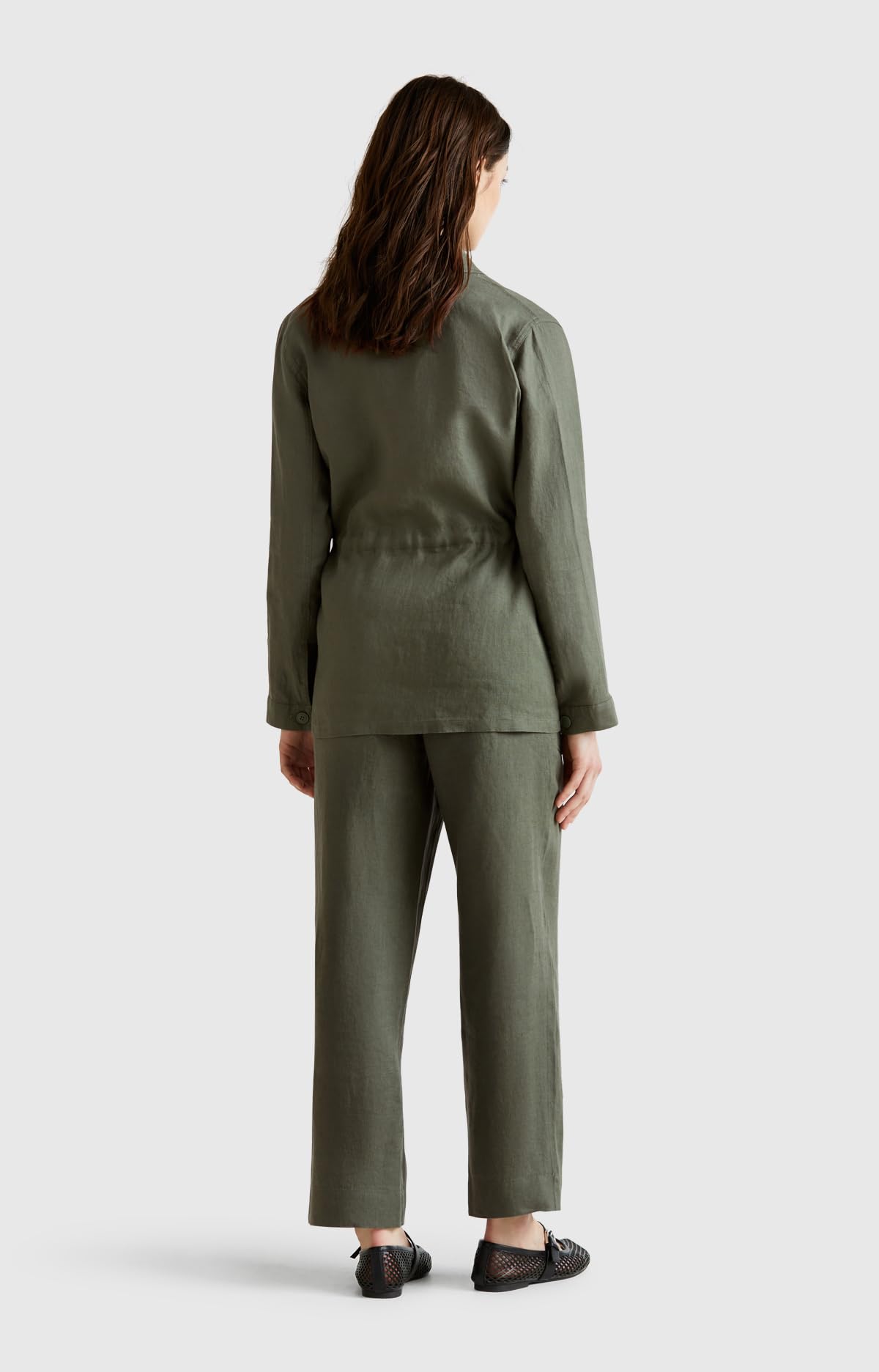Benetton 4aghdf08j pantalone donna in lino beige