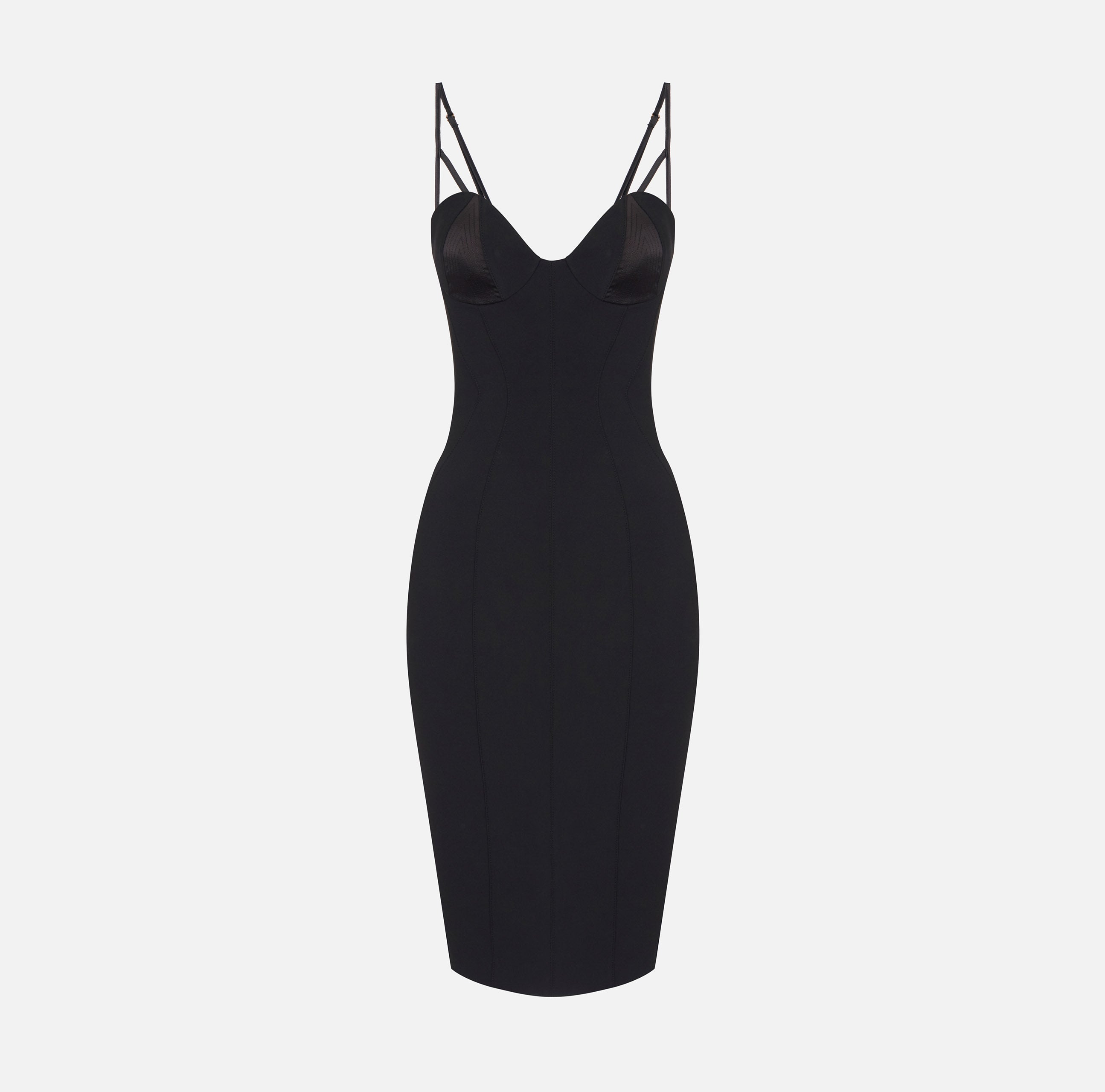 Elisabetta Franchi AB96466E2 abito midi nero raso