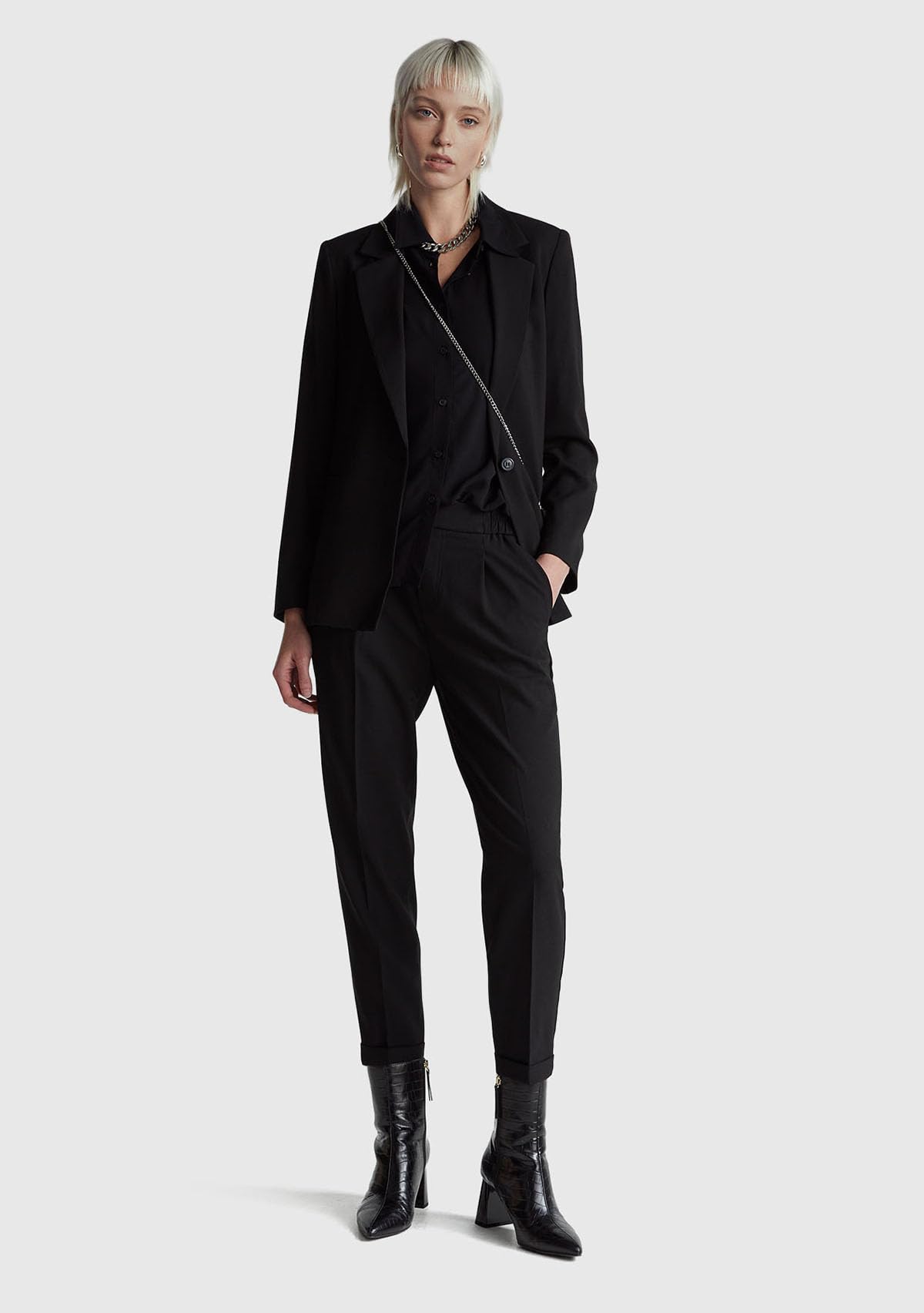 Benetton Pantaloni Sigaretta Donna Neri Malleolo